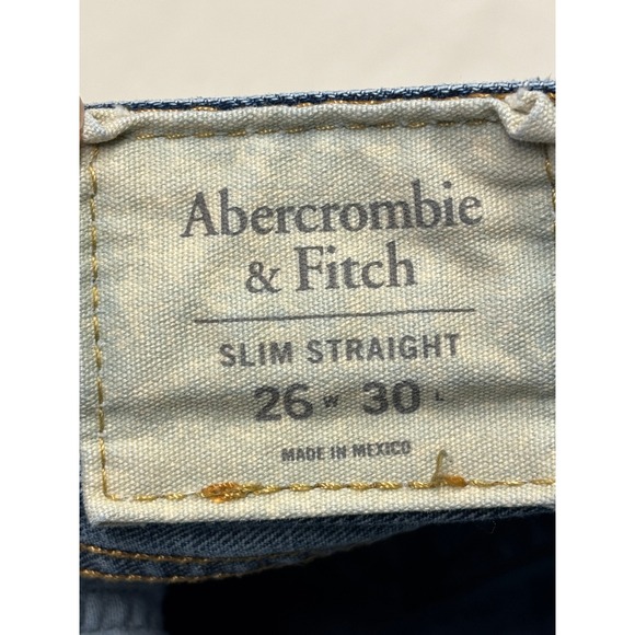 Abercrombie & Fitch Slim Straight Jeans Blue Wash Women's Size 26X30 Button Fly - Picture 5 of 15